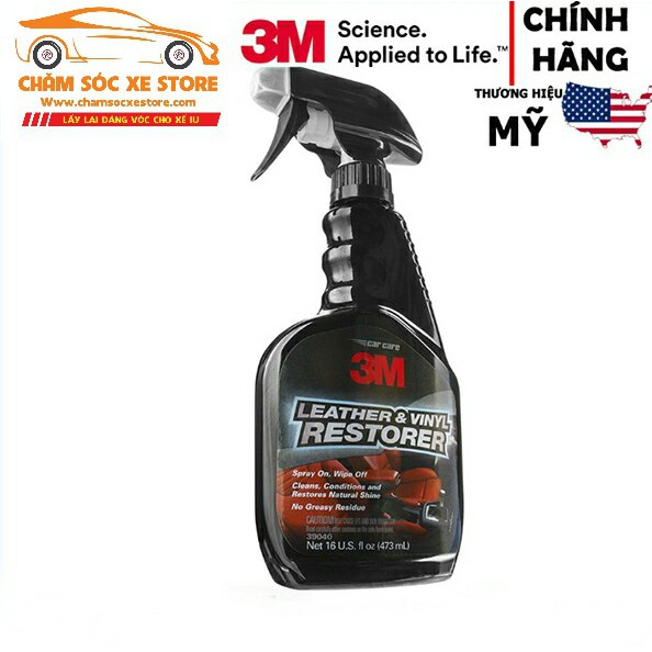 Chai xịt chăm sóc và bảo vệ nội thất ô tô 3M Leather &amp; Vinyl Cleaner Restorer 39040 473ml chamsocxestore