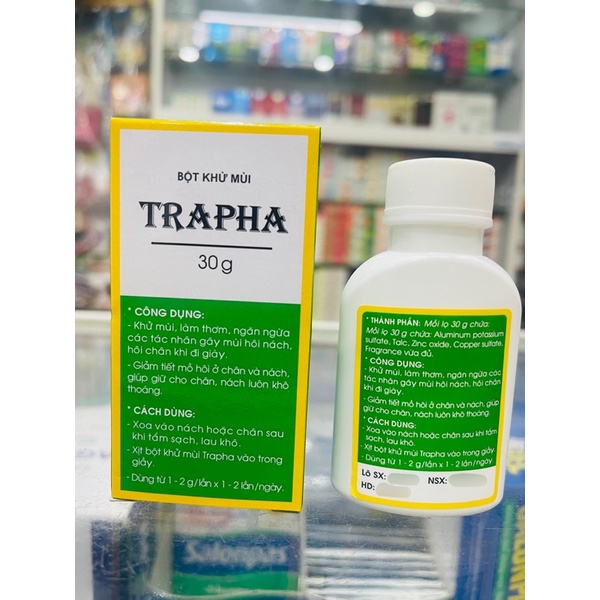Bột khử mùi TRAPHA - 30g - khử mùi, làm thơm, giảm tiết, làm khô