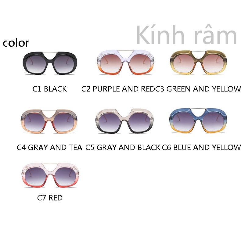 Kính râm cỡ lớn tròng to màu gradient thời trang