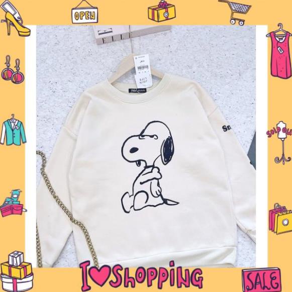 áo nỉ,  ÁO NỈ NỮ MÀU BE BO GẤU CÚN SNOOPY | BigBuy360 - bigbuy360.vn