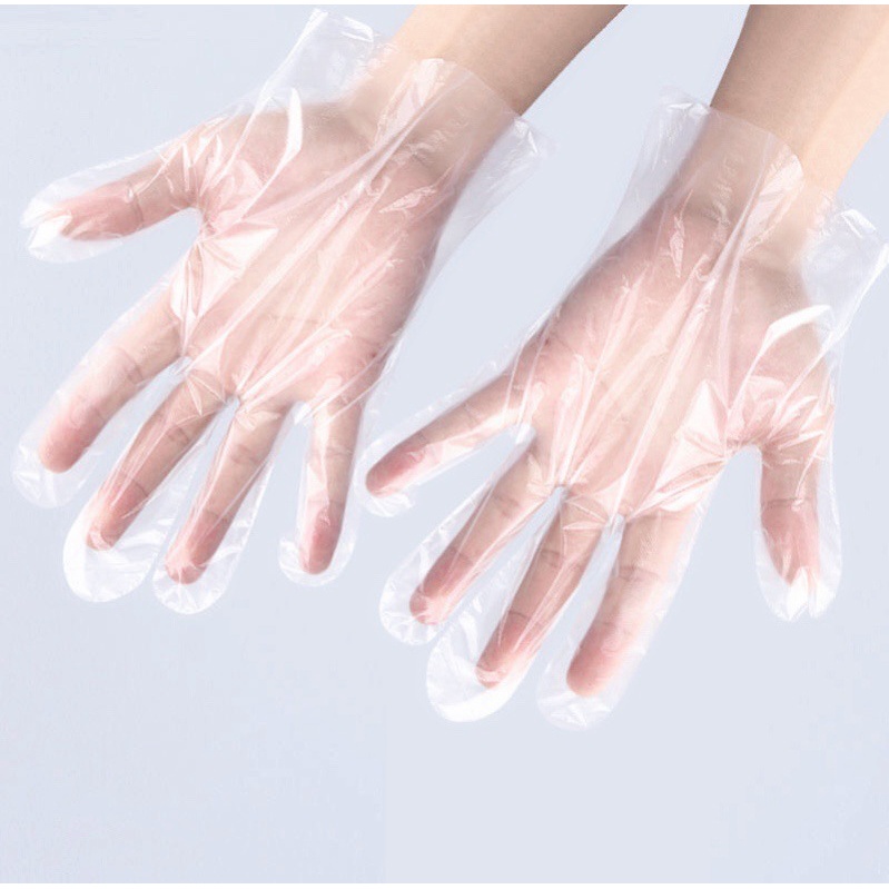 Set 100 Găng Tay Nhựa Không Bột Dùng Một Lần An Toàn Thực Phẩm