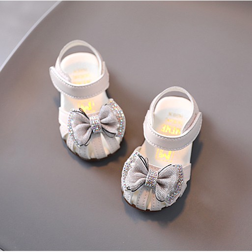 sandal bé gái size 15-25 nơ da mềm siêu điệu