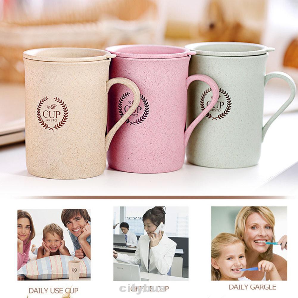 320ml Cup Coffee Tea Wheat Straw Lid Drinking Home Office Mug Travel Reusable Eco-friendly