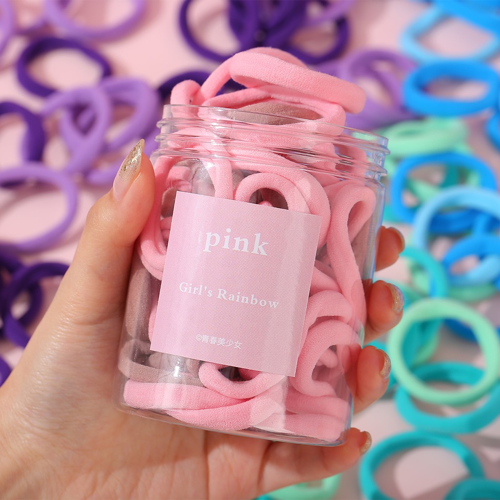 Set 50 dây buộc tóc co giãn nhiều màu thời trang cho nữ