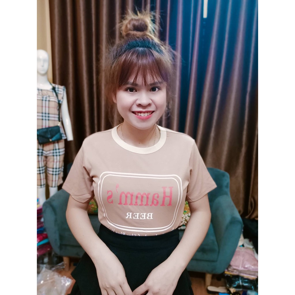 Áo Thun Nữ Kiểu Cổ Tròn Chất Cotton Thái Mềm Mịn Thấm Hút Mồ Hôi Co Giãn Cực Tốt