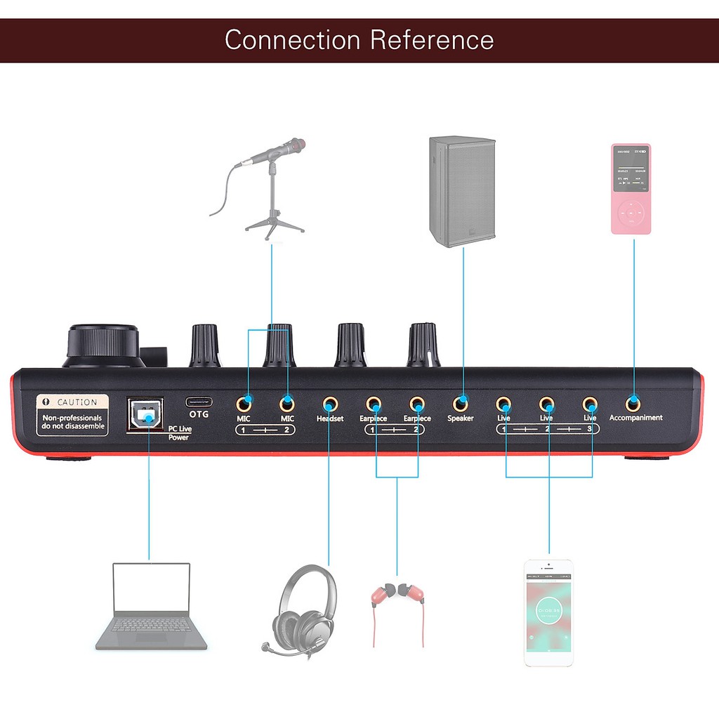 Sound Card Livestream K300 hỗ trợ Auto tune tích hợp pin hiển thị bluetooth – Thu âm, Karaoke Livestream FB, Bigo