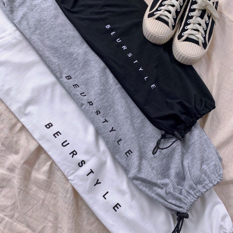 Quần nỉ jogger 🦋 thêu chữ BUS dáng suông thể thao ống rộng 3 màu chất vải cotton dày dặn mềm mịn
