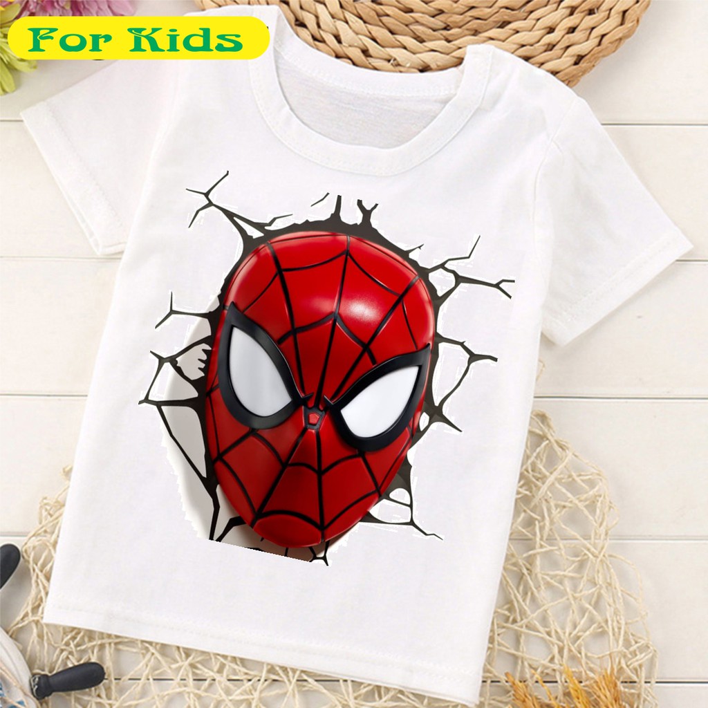 Áo Thun Màu Trắng In Hình Siêu Nhân Nhện Spider Man Dành Cho Trẻ Em