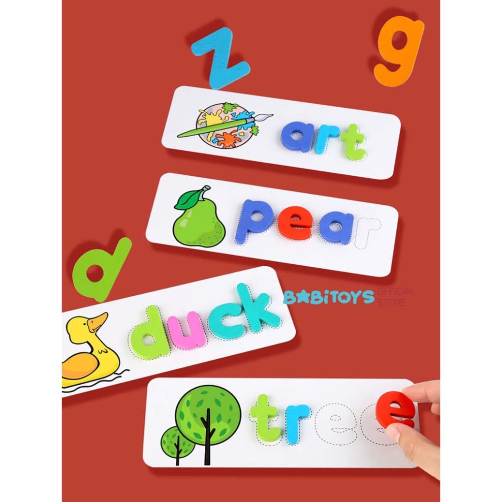 Spelling game Đỏ- Trò chơi đánh vần ghép từ vựng Tiếng Anh- 52 CHỮ GỖ+ 28 THẺ+ BỘ THẺ BẢNG CHỮ CÁI T.ANH+ BÚT
