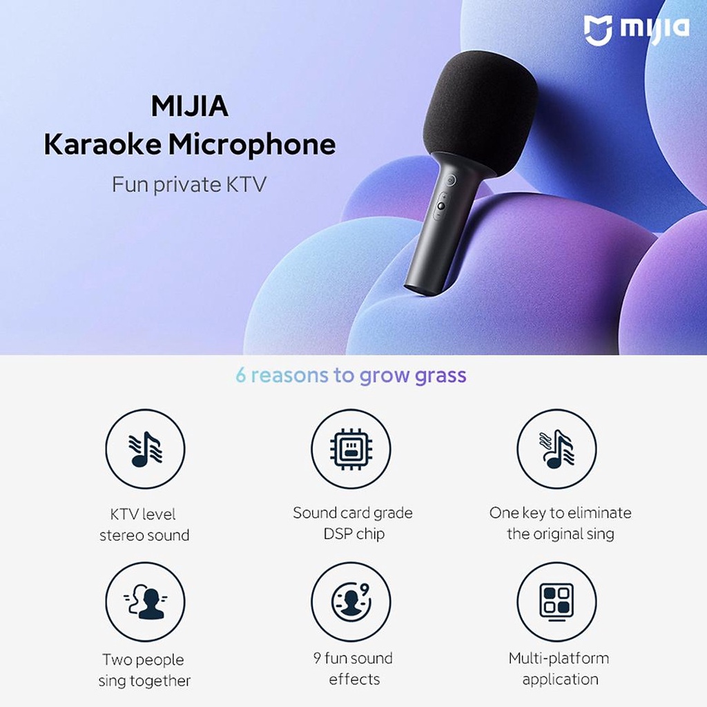 Mijia K xiaomi mic karaoke bluetooth Bluetooth Karaoke KTV 5.1  Kết Nối Chip DSP âm Thanh Nổi Khử Tiếng ồn 2500mAh