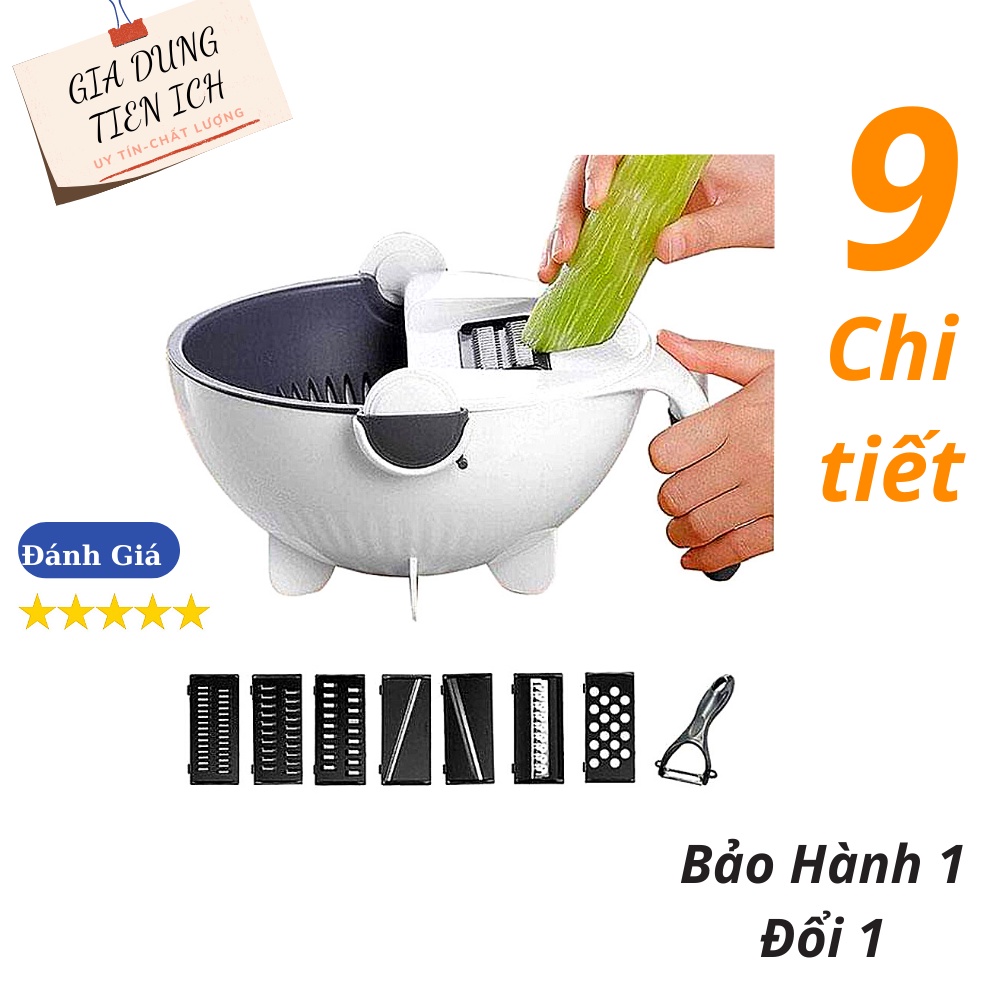 Bộ Dụng Cụ Nạo Rau Củ Qủa Đa Năng 9 in 1,Dụng cụ cắt gọt rau quả thông minh, Dụng cụ cắt thái rau củ