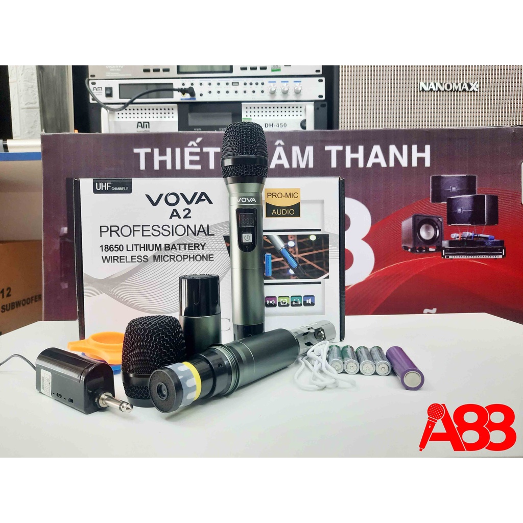 Micro karaoke không dây cao cấp VOVA A2 - Chất âm cực ấm, nhạy - Hàng chính hãng - Bảo hành 12 Tháng