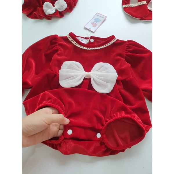 Body đỏ nhung cho bé - Body cho bé đi chơi Noel, Tết