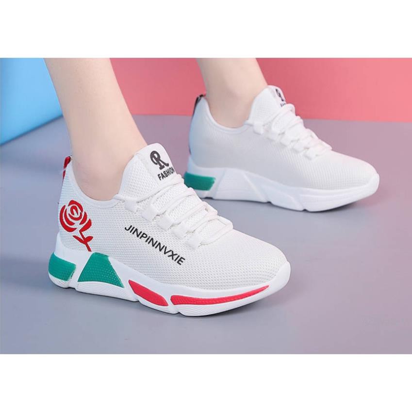 Giày Sneaker nữ hoa hồng BH 19