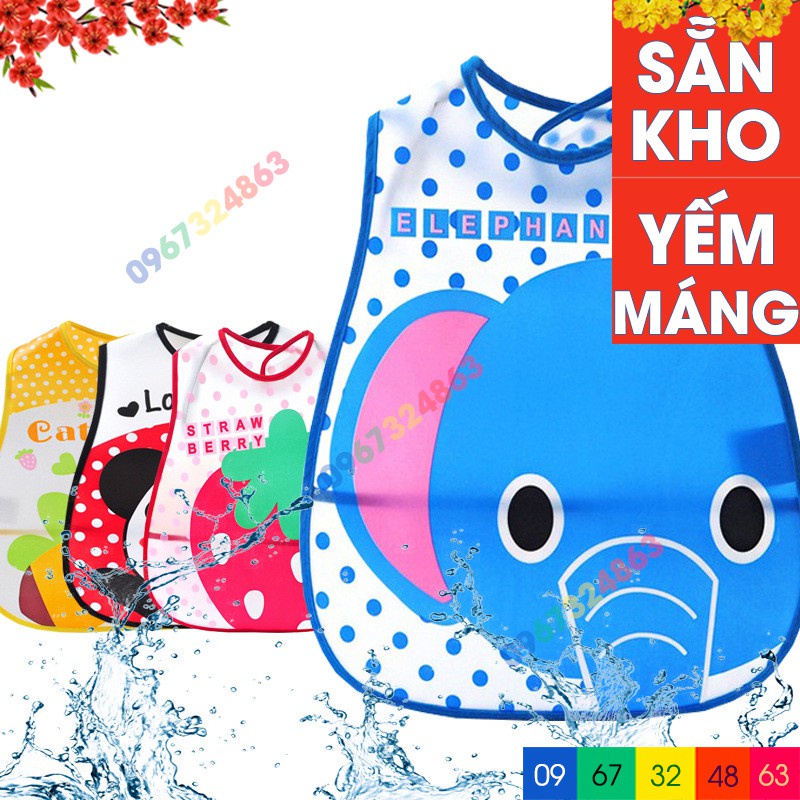 (quà tặng) (Y9.506)Yếm ăn dặm silicon có máng chống thấm cho bé