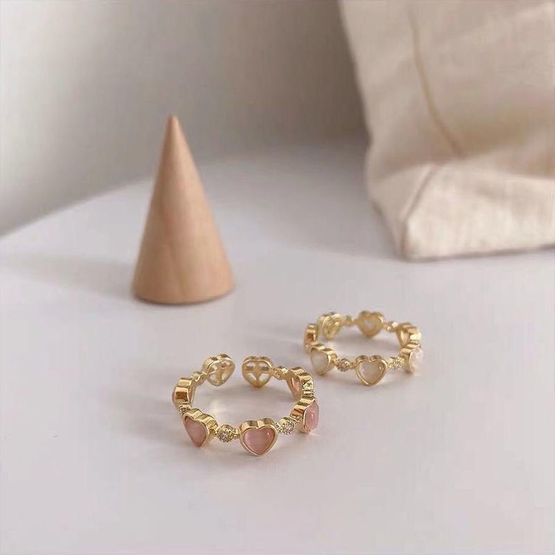 Nhẫn Opal Hình Trái Tim Có Thể Điều Chỉnh Được
