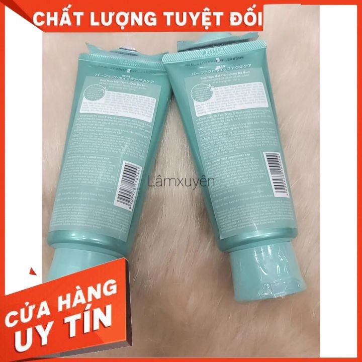 Sữa Rửa Mặt Senka Dành Cho Da Mụn 100g Perfect Whip Acne Care làm sạch bụi bẩn bã nhờn ngừa mụn giúp sáng da