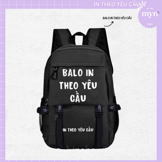 Balo đi học đen basic loại lớn in theo yêu cầu