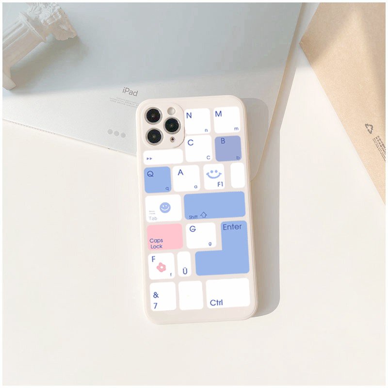 Ốp lưng iphone cạnh vuông hình bàn phím dành cho iphone 6 đến 14promax - E66