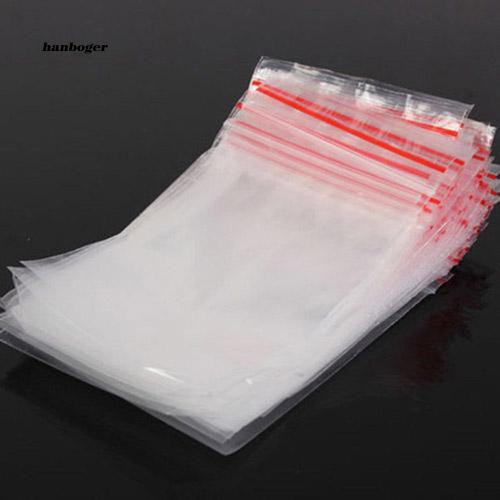 100 túi nhựa miết miệng khóa zip có thể tái sử dụng