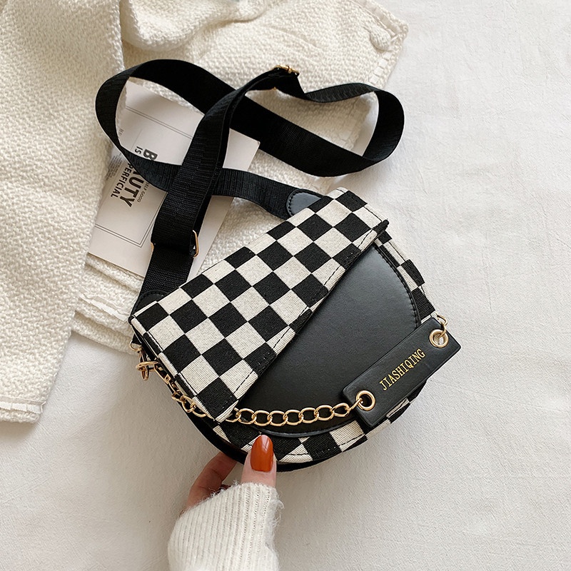 Túi Đeo Chéo Vai Họa Tiết Sọc Caro Thời Trang Thu Đông Năm 2021