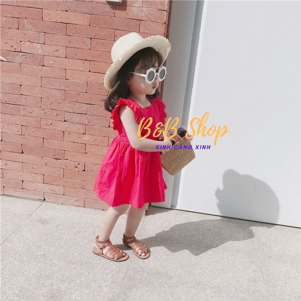 Đầm Trẻ Em Bèo Vai Cổ V  Thân Sau Váy Bé Gái Sát Nách Cực Xinh Hàng Chuẩn Cao Cấp  Bao Đổi Trả Mua Hàng Được Tặng Quà