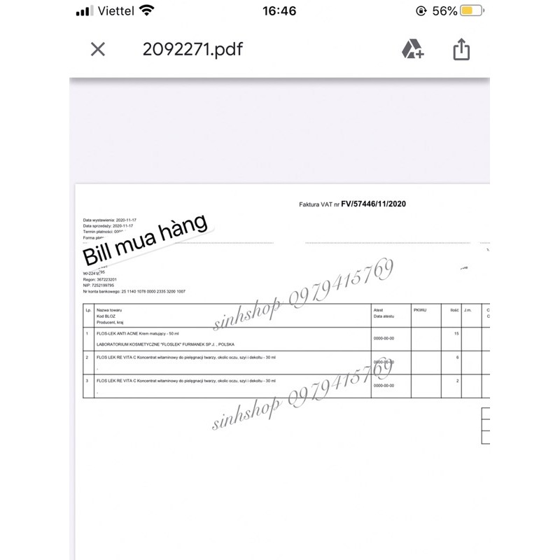 Serum Trắng Da Chống Lão Hoá Flos-lekk Re Vita C vitamin C retinoll hàng nội địa balan 30ml