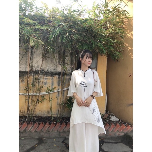 set đồ lam đi chùa cao cấp tơ tằm form sang trọng
