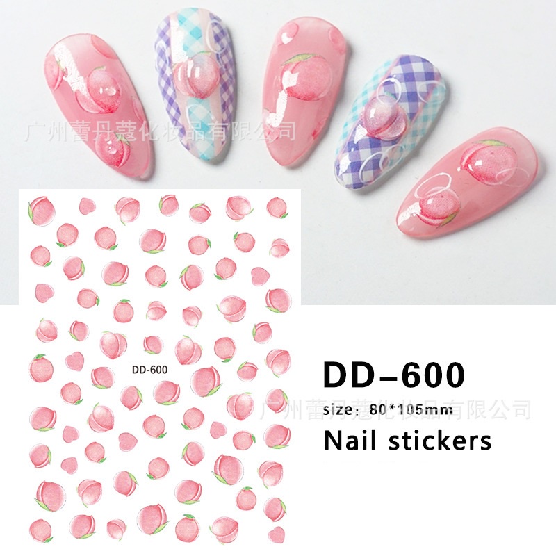 Sticker 3D Quả Đào | Hình Dán Móng Tay Đáng Yêu DD-600