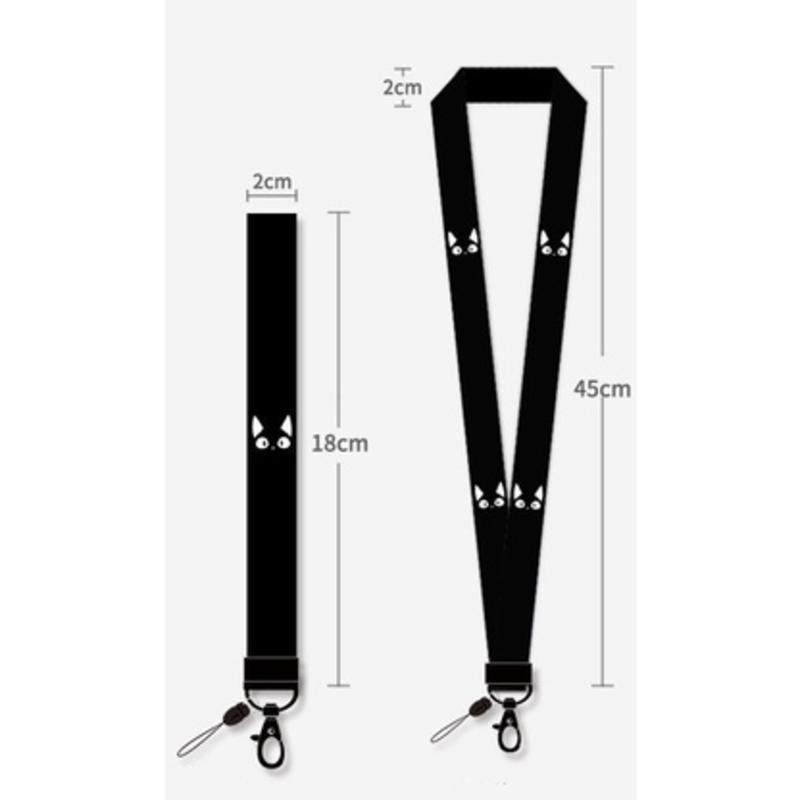 Ốp Điện Thoại Cứng Hình Mèo Đen / Trắng Có Ngăn Đựng Thẻ / Dây Đeo Cổ Chống Rơi
