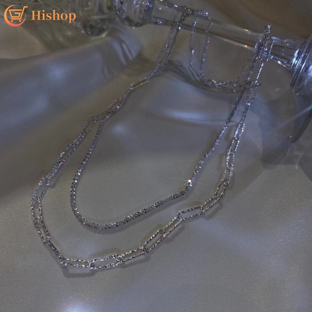 Bộ Trang Sức Vòng Cổ Nhẫn Vòng Tay Dây Xích Đôi Lấp Lánh Đơn Giản Cho Nữ