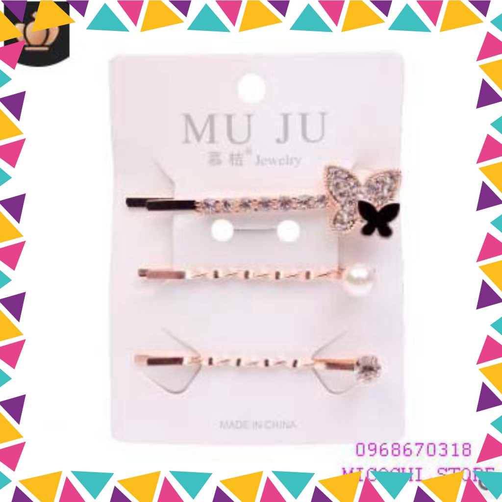 Kẹp Tóc  Giảm 5k khi Nhập Mã [MICOCHI5k ] _Kẹp Ghim Đính Đá Set 3 loại Style Hàn Quốc TEARA (Chuyên 