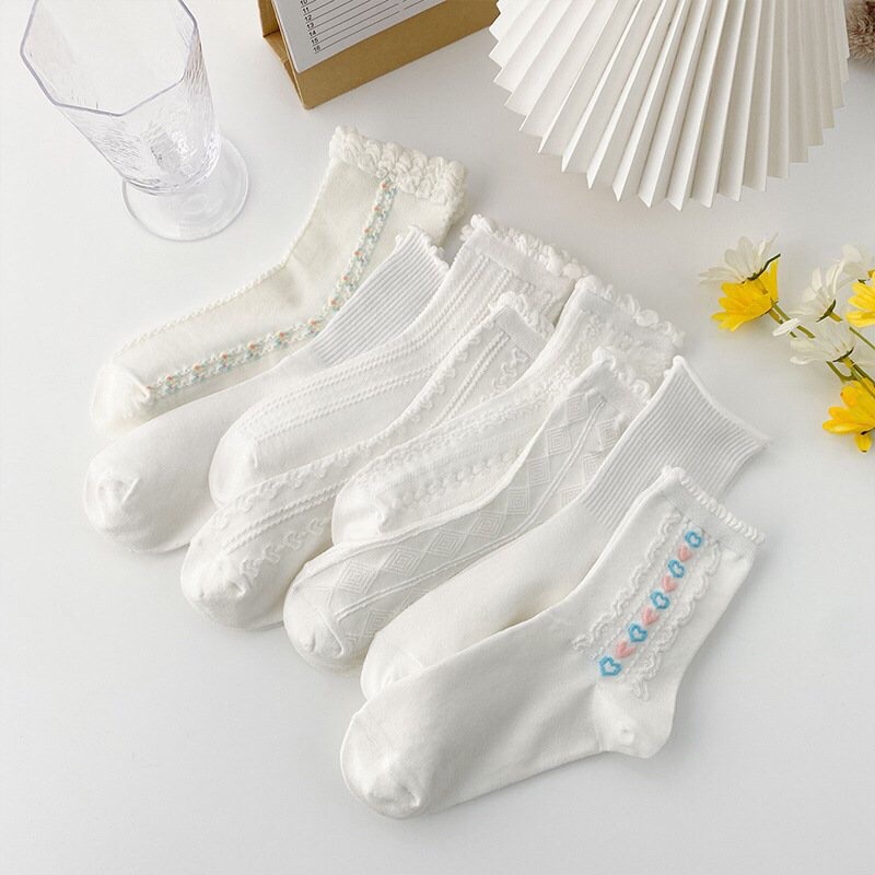 Tất trắng cổ cao lolita dễ thương dành cho nữ sinh bạn nữ bạn gái phong cách Nhật Bản Hàn Quốc