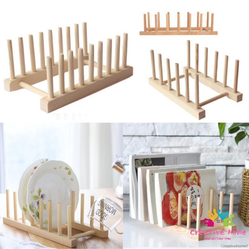 Bamboo Wooden Dish Rack Plates Holder Kitchen Storage Cabinet Organizer For Dish / Plate / Bowl / Cup / Pot Lid