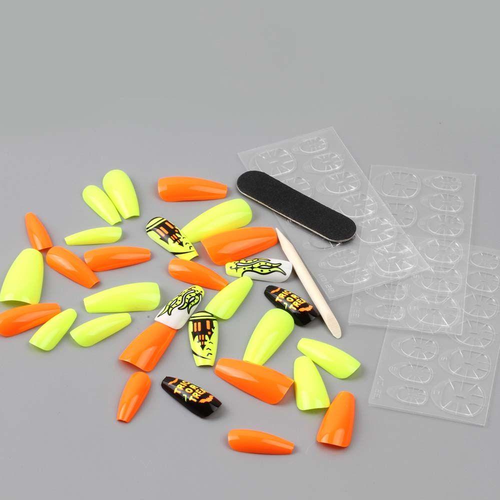 Bộ Móng Tay Giả Dài 3D Che Phủ Toàn Diện Phong Cách Halloween