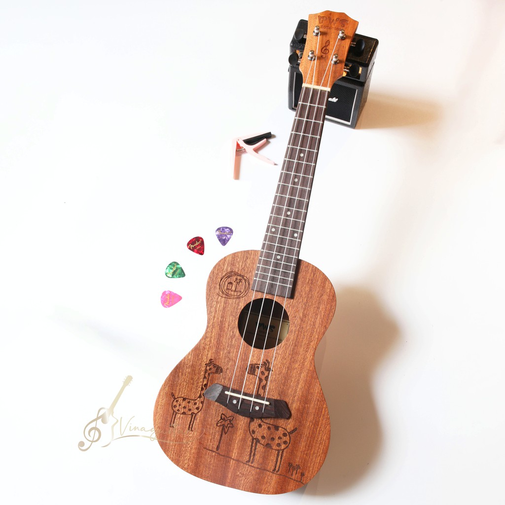 Đàn Ukulele Concert BWS Hươu Cao Cổ Full Gỗ Mahogany