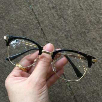 Mắt Kính Unisex Nam nữ form Tròn nửa gọng Phong Cách Hàn Quốc - Hata24h