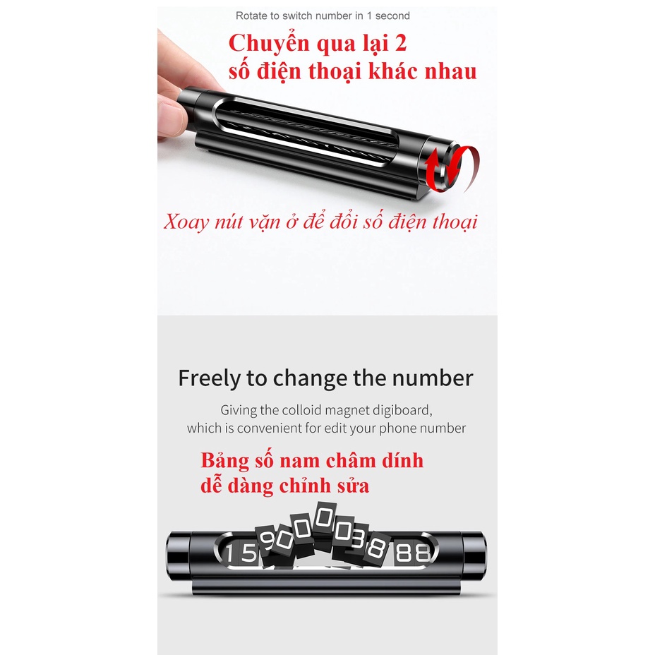 Bảng số điện thoại trên ô tô Baseus All Metal Temporary Parking Number Plate (dual number version)