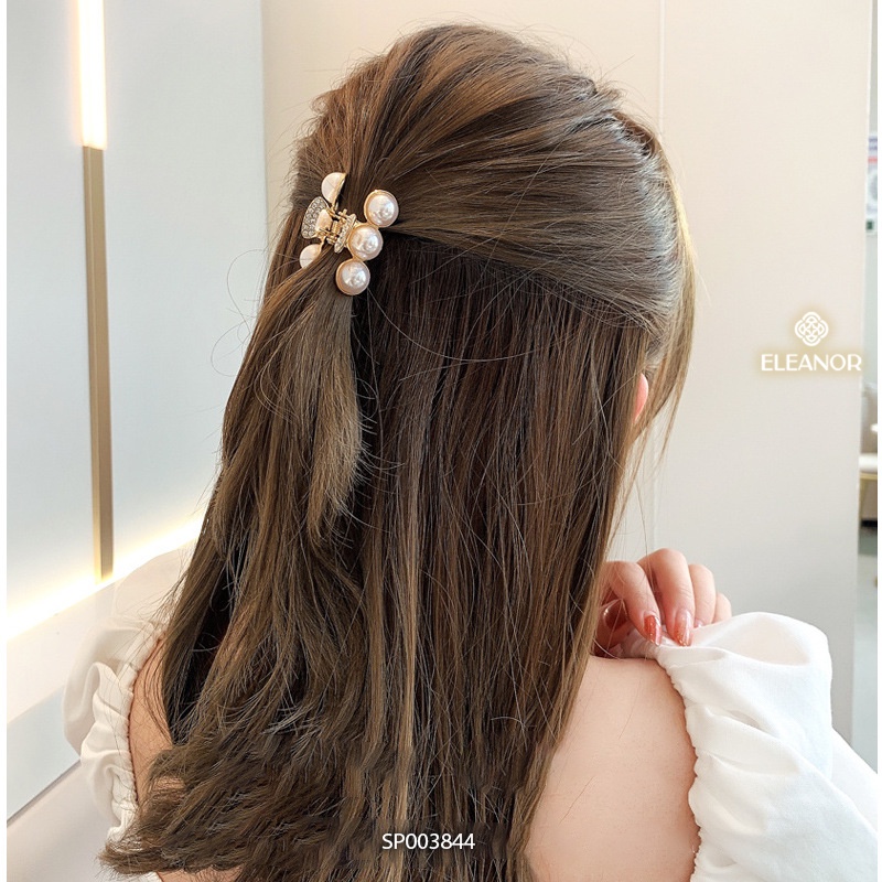 Kẹp tóc nữ mini Eleanor Accessories ba răng đính đá ngọc trai nhân tạo phụ kiện tóc 3844