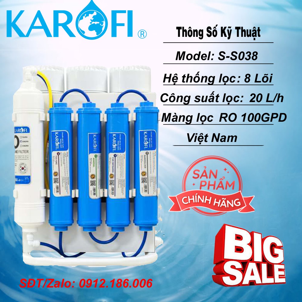 MÁY LỌC NƯỚC KAROFI SLIM S-S038 - Hàng chính hãng