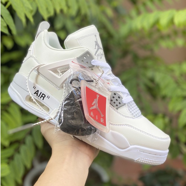 [ TẶNG Tất Cao Cấp - Giày S.Cấp]ZinVG Giày Jordan 4 Trắng Sữa, Giày Sneaker JD4 Thời Trang Nam Nữ Full Box