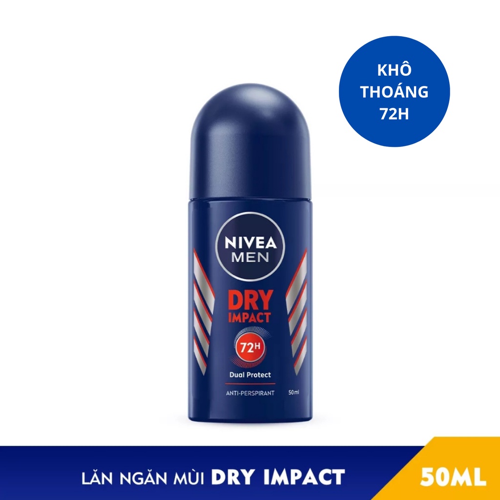 Lăn ngăn mùi NIVEA Men 50ml ngăn mùi cơ thể, ngăn vệt ố vàng- chuẩn hàng công ty