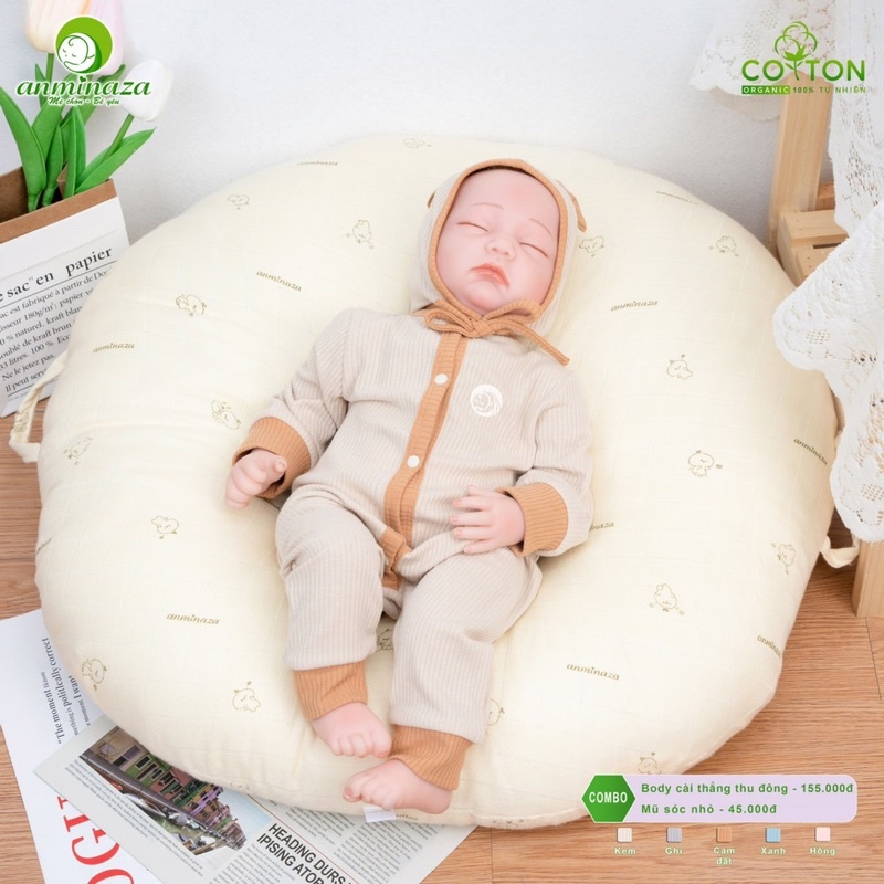 Anminaza - Body thu đông cài giữa dày vừa organic cotton mềm, êm AMBD2891