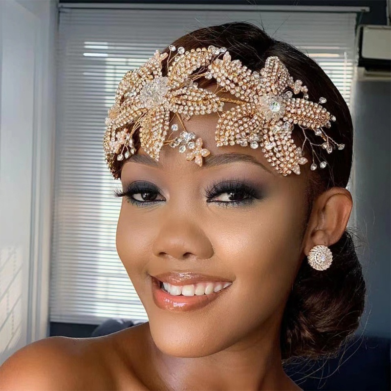 Băng Đô Cài Tóc Đính Pha Lê Hình Hoa Dành Cho Cô Dâu