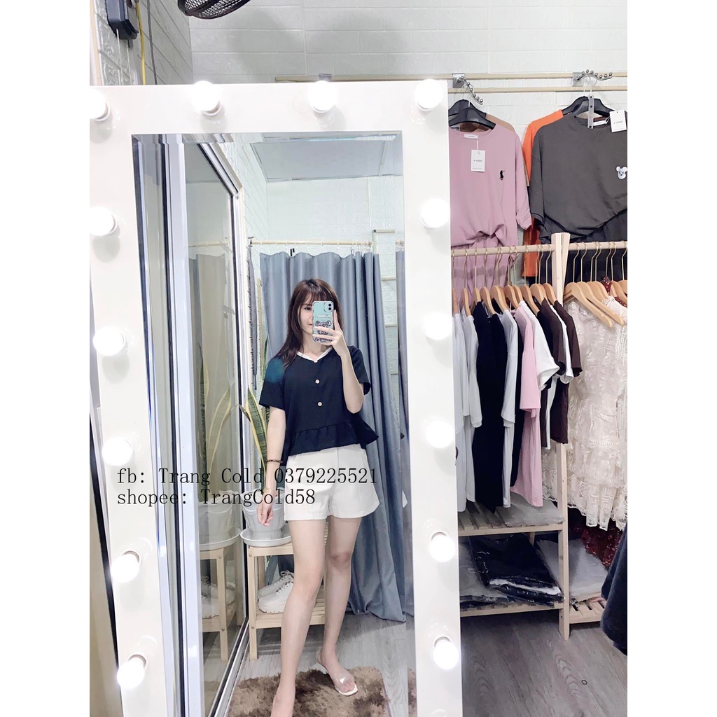 Áo baby doll croptop cổ V