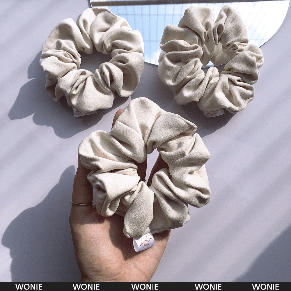 WONIE - Dây chun buộc tóc Da lộn Scrunchies Handmade