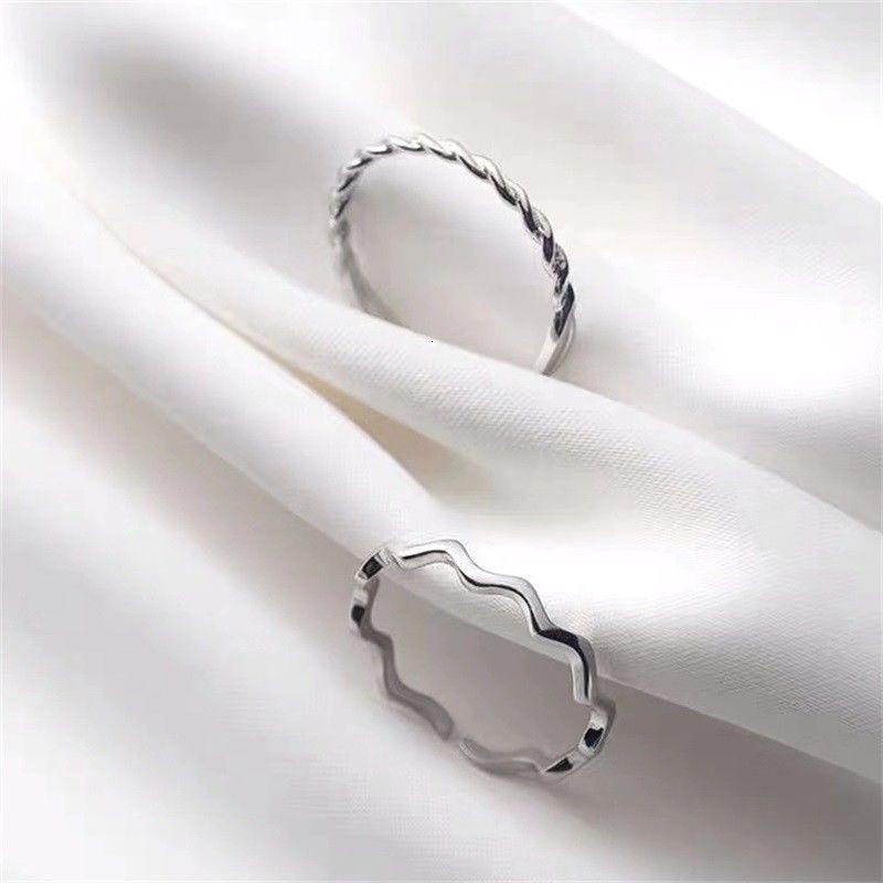 Japanese and Korean wave pattern minimalist opening ring, simple and versatile, Mori's Retro fresh art opening ring, adjustable