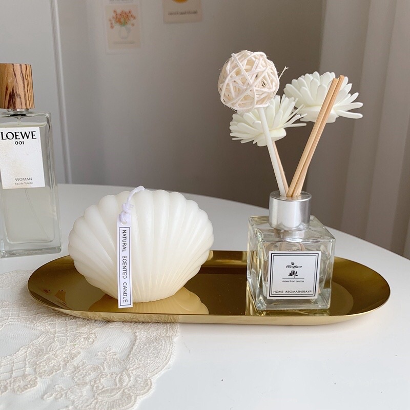 Khay Kim Loại Hình Oval, Đựng Trang Sức Nến, Đồ Dùng Nhà Tắm Sang Trọng (kích thước 23x9,8cm)