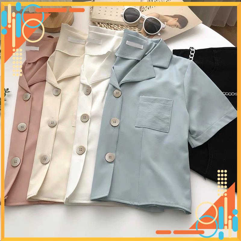 Áo crotop, áo sơ mi crotop, áo sơ mi cổ vest nhiều màu MSP11194 | BigBuy360 - bigbuy360.vn