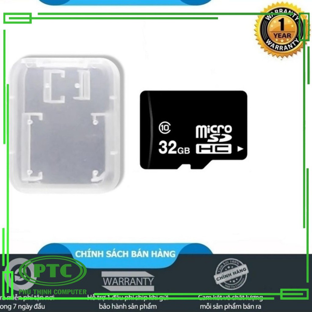 Thẻ nhớ microSDHC PTC 2Gb - 32GB Class 10 (Đen) + Tặng kèm hộp thẻ